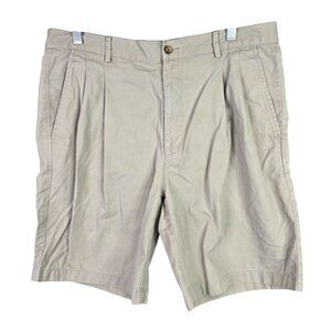 Mens Greg Norman Beige Pleated Shorts 100% Cotton Hi Rise 9" Inseam Size 35
